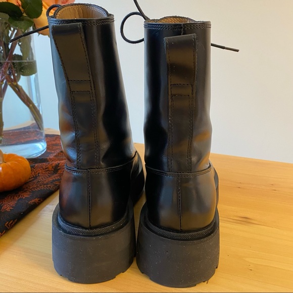 & Other Stories leather lace up chunky flat boots in black - Picture 10 of 13